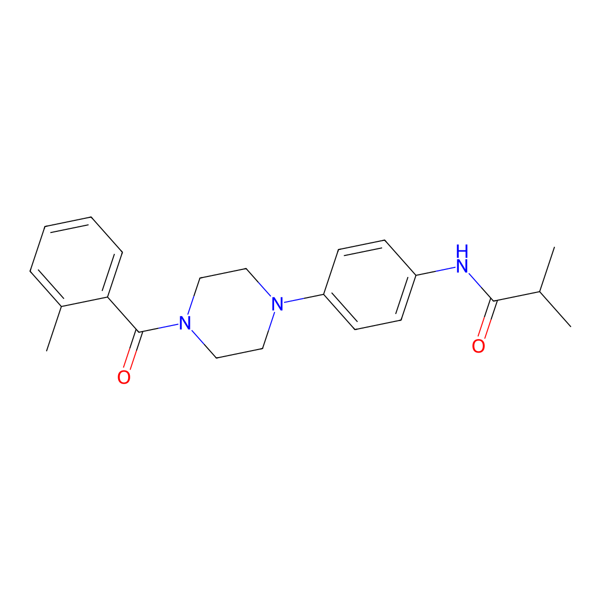 2-methyl-N-[4-[4-(2-methylbenzoyl)piperazin-1-yl]phenyl]propanamide molecular structure, CAS 689741-88-6