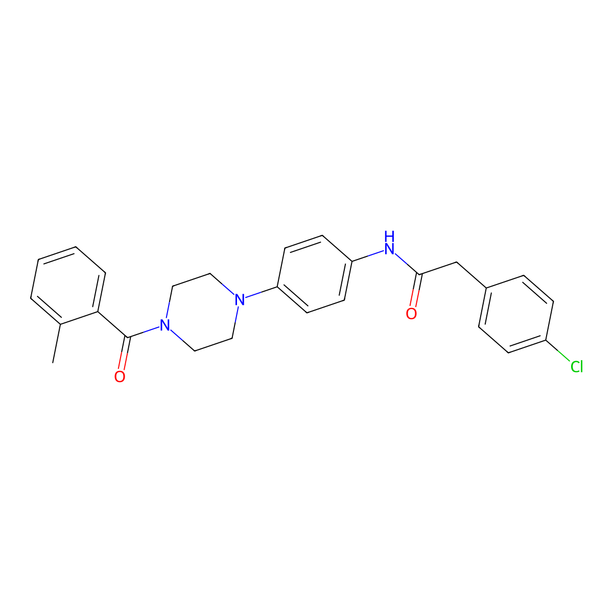 2-(4-chlorophenyl)-N-[4-[4-(2-methylbenzoyl)piperazin-1-yl]phenyl]acetamide molecular structure, CAS 689742-04-9