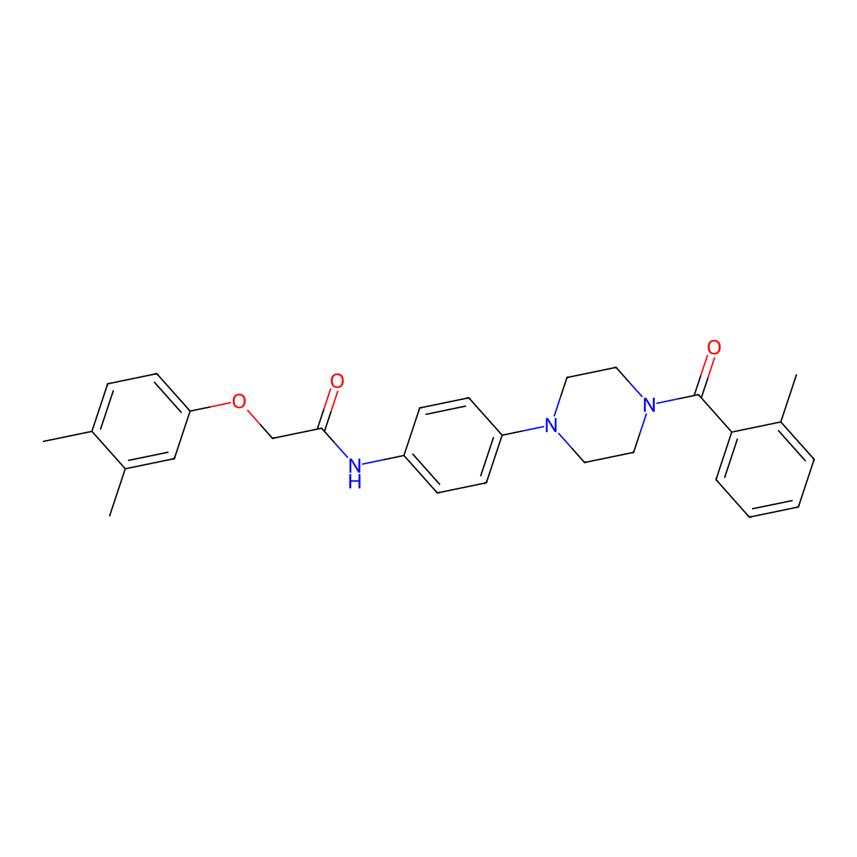 2-(3,4-dimethylphenoxy)-N-[4-[4-(2-methylbenzoyl)piperazin-1-yl]phenyl]acetamide molecular structure, CAS 689743-21-3