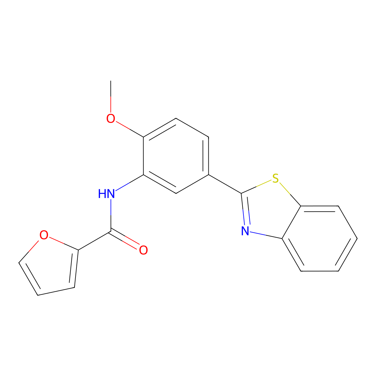 N-[5-(1,3-benzothiazol-2-yl)-2-methoxyphenyl]furan-2-carboxamide molecular structure, CAS 689745-00-4
