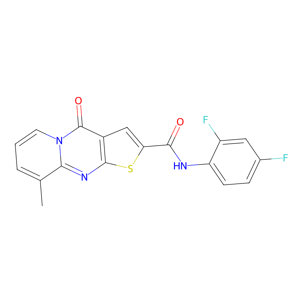 N-(2,4-difluorophenyl)-9-methyl-4-oxo-4H-pyrido[1,2-a]thieno[2,3-d]pyrimidine-2-carboxamide molecular structure, CAS 689745-49-1