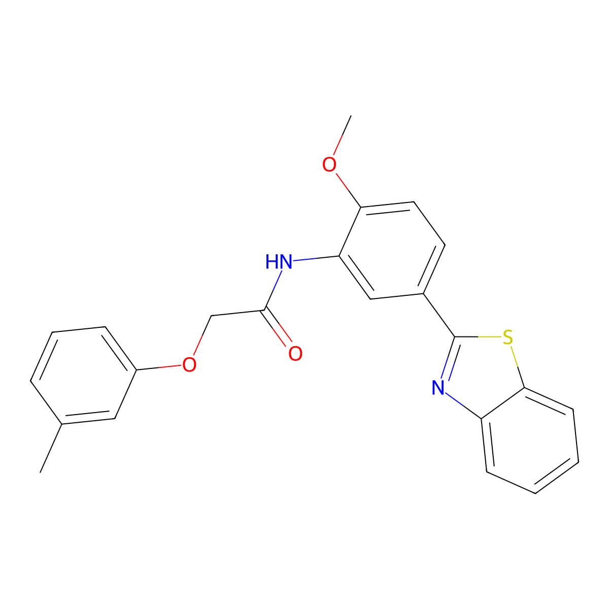 N-[5-(1,3-benzothiazol-2-yl)-2-methoxyphenyl]-2-(3-methylphenoxy)acetamide molecular structure, CAS 689746-09-6