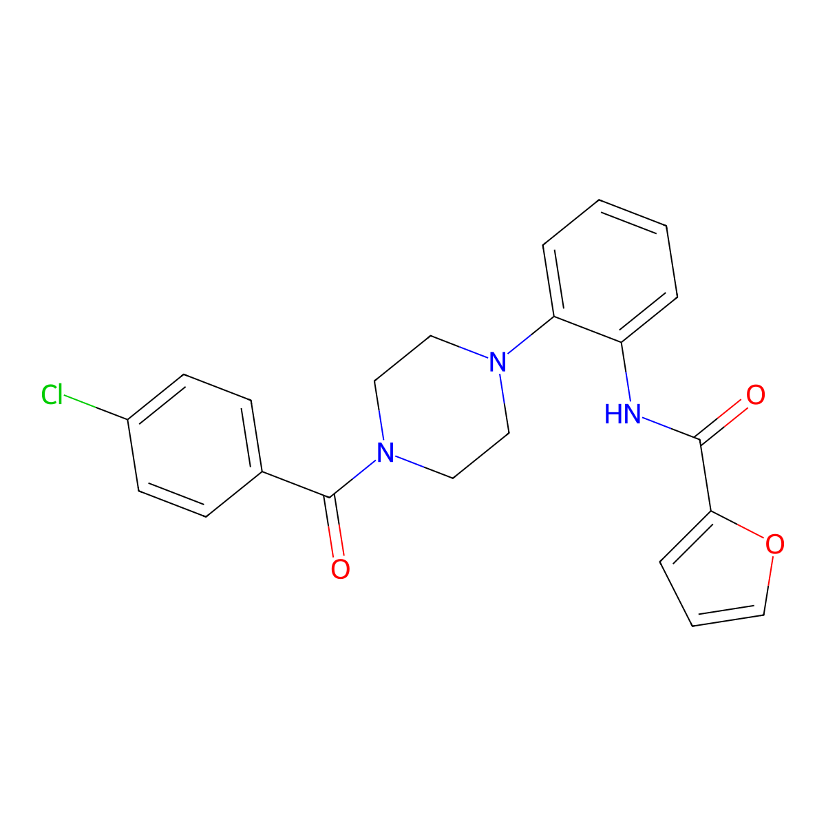 N-[2-[4-(4-chlorobenzoyl)piperazin-1-yl]phenyl]furan-2-carboxamide molecular structure, CAS 689746-10-9