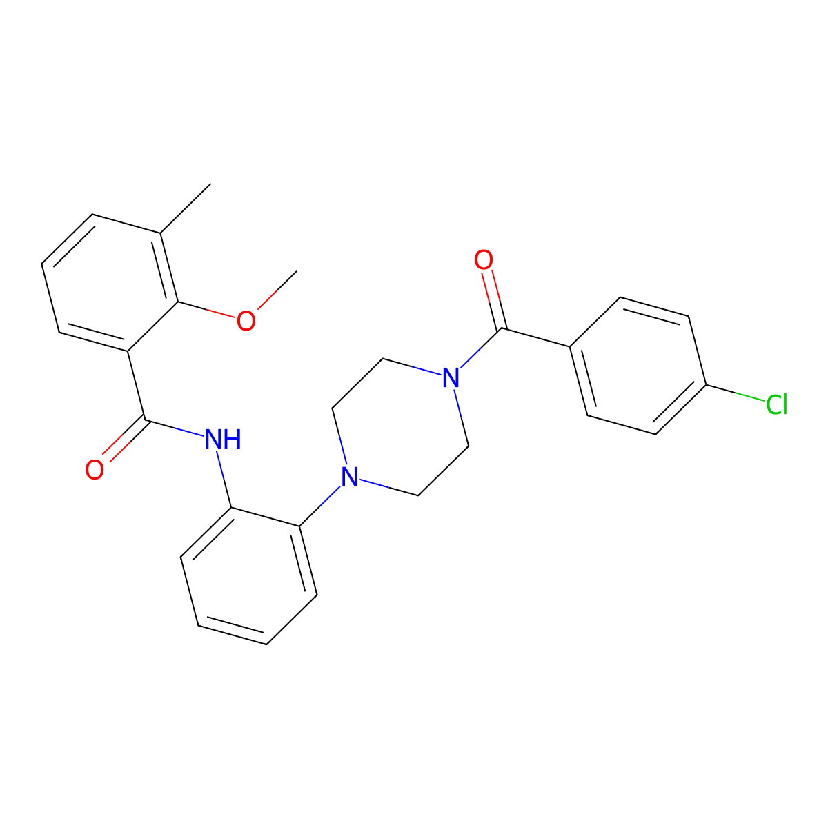 N-[2-[4-(4-chlorobenzoyl)piperazin-1-yl]phenyl]-2-methoxy-3-methylbenzamide molecular structure, CAS 689746-25-6