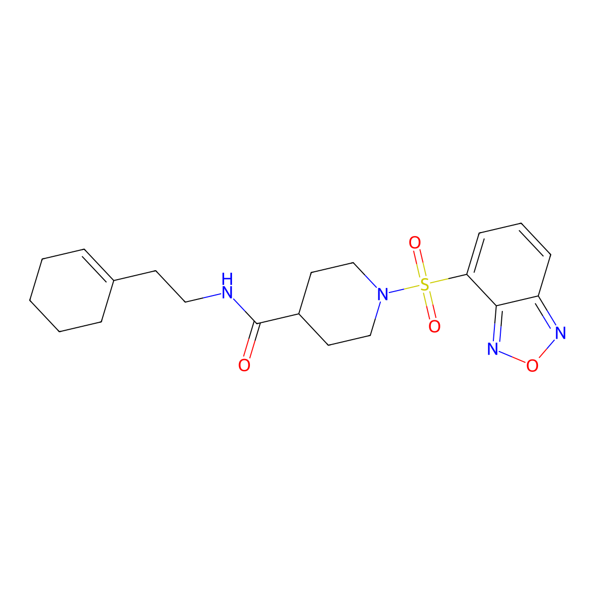 1-(2,1,3-benzoxadiazol-4-ylsulfonyl)-N-[2-(cyclohexen-1-yl)ethyl]piperidine-4-carboxamide molecular structure, CAS 689746-30-3