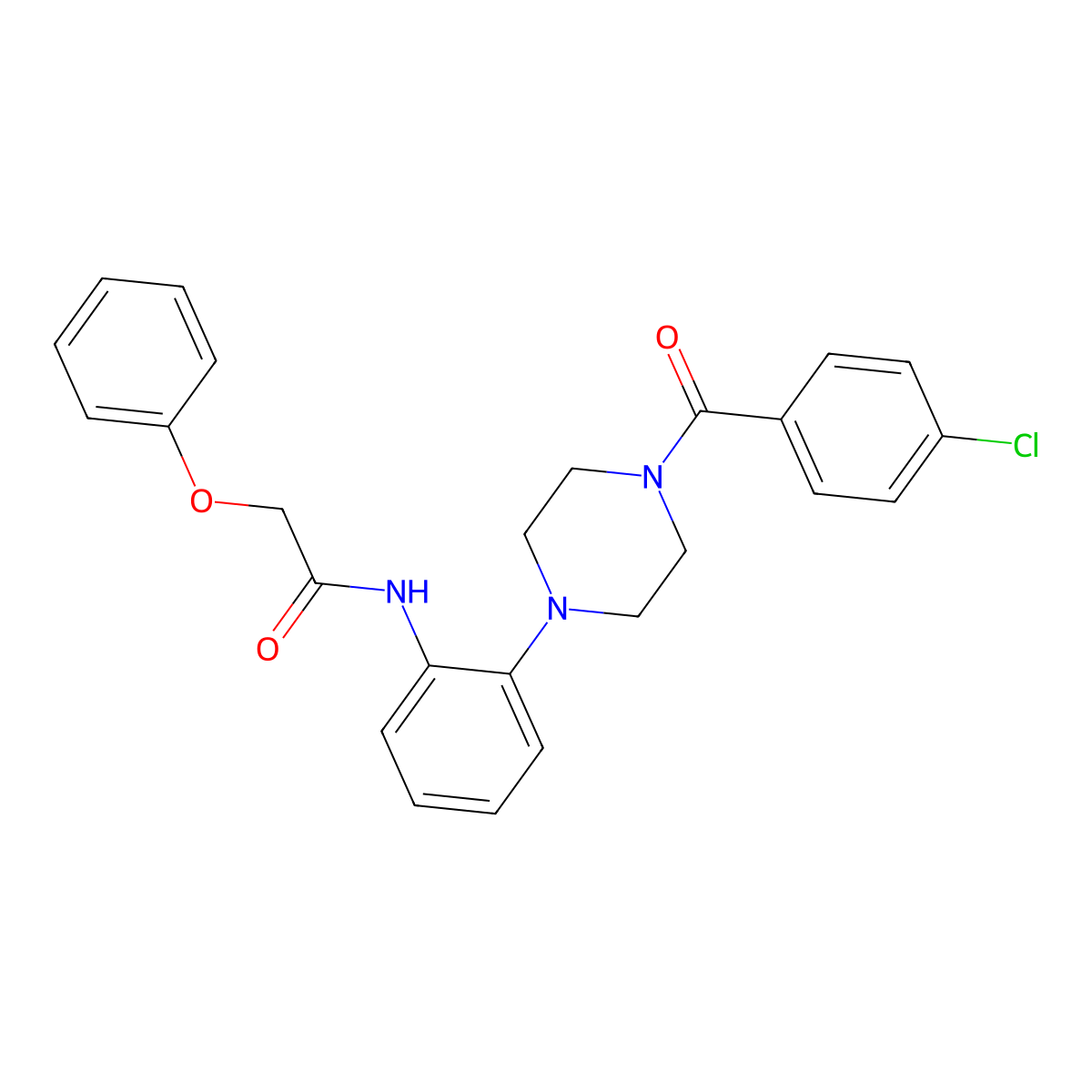 N-[2-[4-(4-chlorobenzoyl)piperazin-1-yl]phenyl]-2-phenoxyacetamide molecular structure, CAS 689746-32-5