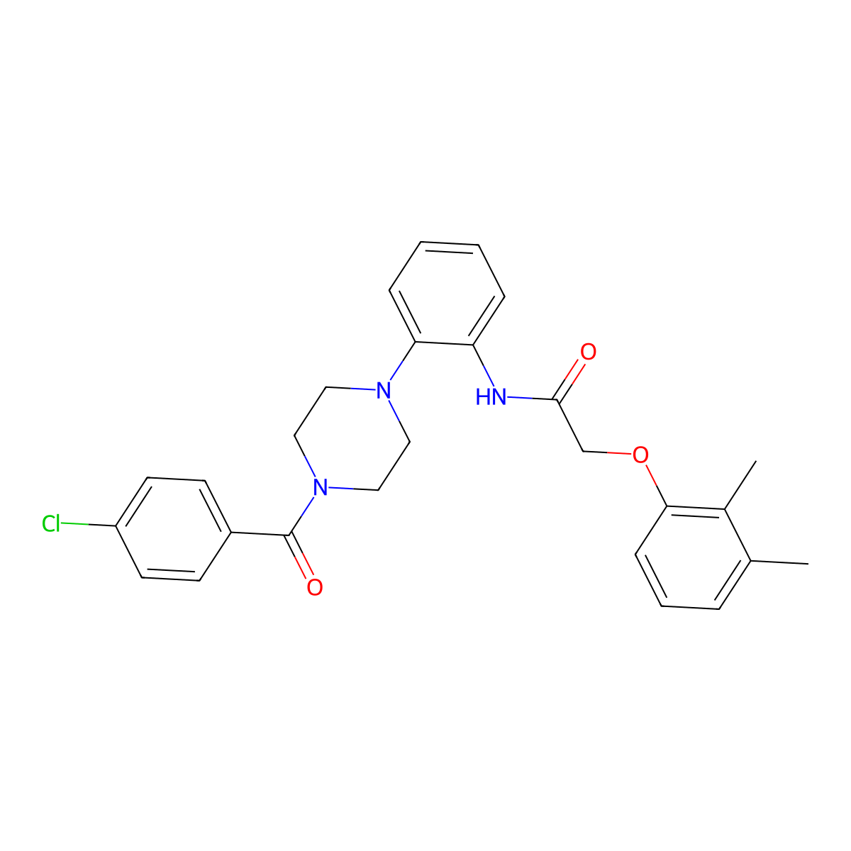 N-[2-[4-(4-chlorobenzoyl)piperazin-1-yl]phenyl]-2-(2,3-dimethylphenoxy)acetamide molecular structure, CAS 689746-38-1