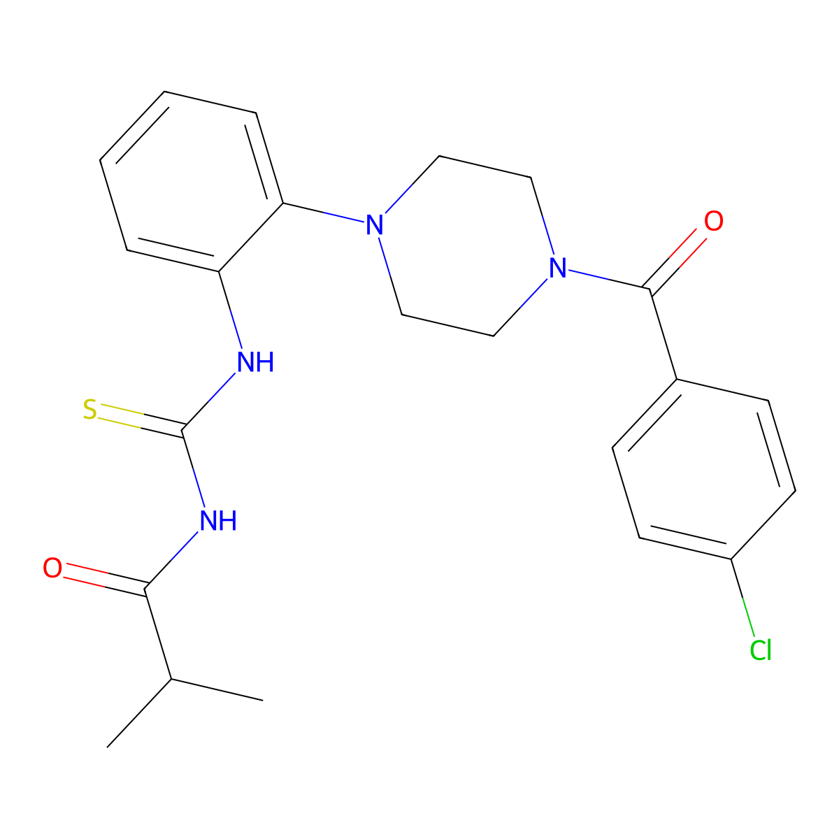 N-[[2-[4-(4-chlorobenzoyl)piperazin-1-yl]phenyl]carbamothioyl]-2-methylpropanamide molecular structure, CAS 689746-50-7