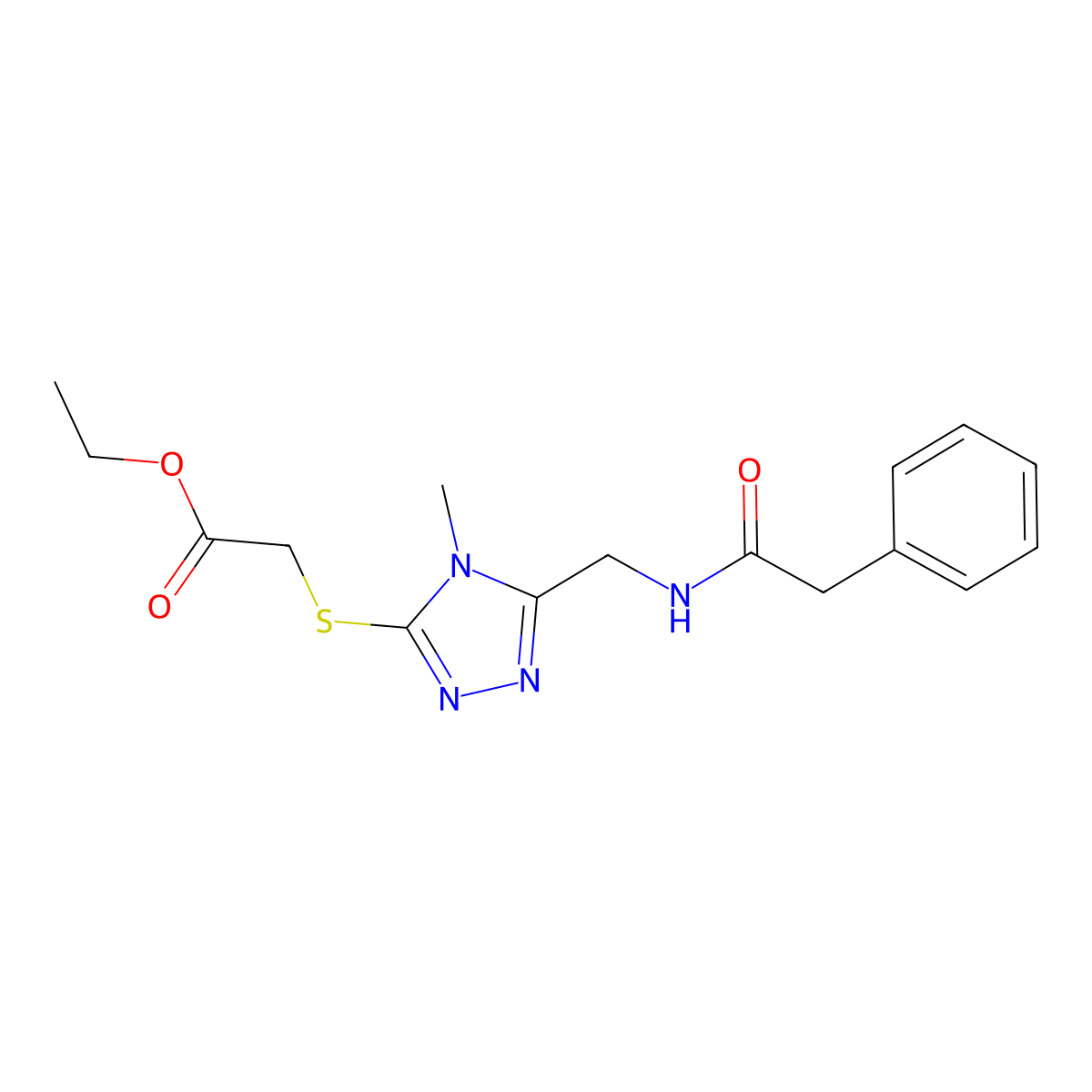 ethyl [(4-methyl-5-{[(phenylacetyl)amino]methyl}-4H-1,2,4-triazol-3-yl)thio]acetate molecular structure, CAS 689746-58-5
