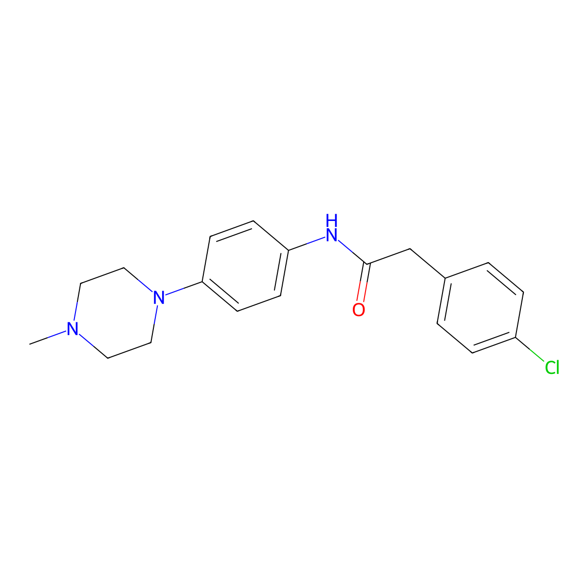 2-(4-chlorophenyl)-N-[4-(4-methylpiperazin-1-yl)phenyl]acetamide molecular structure, CAS 689746-61-0