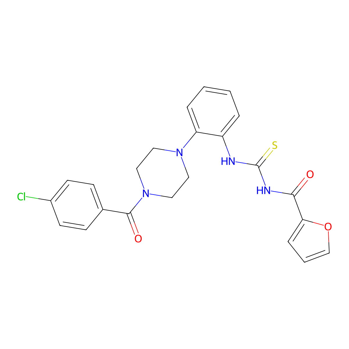 N-[[2-[4-(4-chlorobenzoyl)piperazin-1-yl]phenyl]carbamothioyl]furan-2-carboxamide molecular structure, CAS 689746-68-7