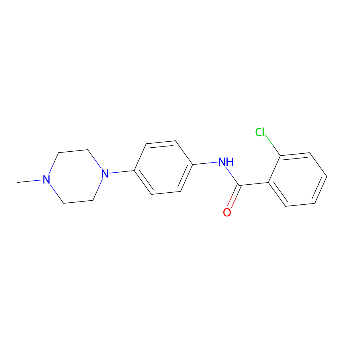 2-chloro-N-[4-(4-methylpiperazin-1-yl)phenyl]benzamide molecular structure, CAS 689747-09-9