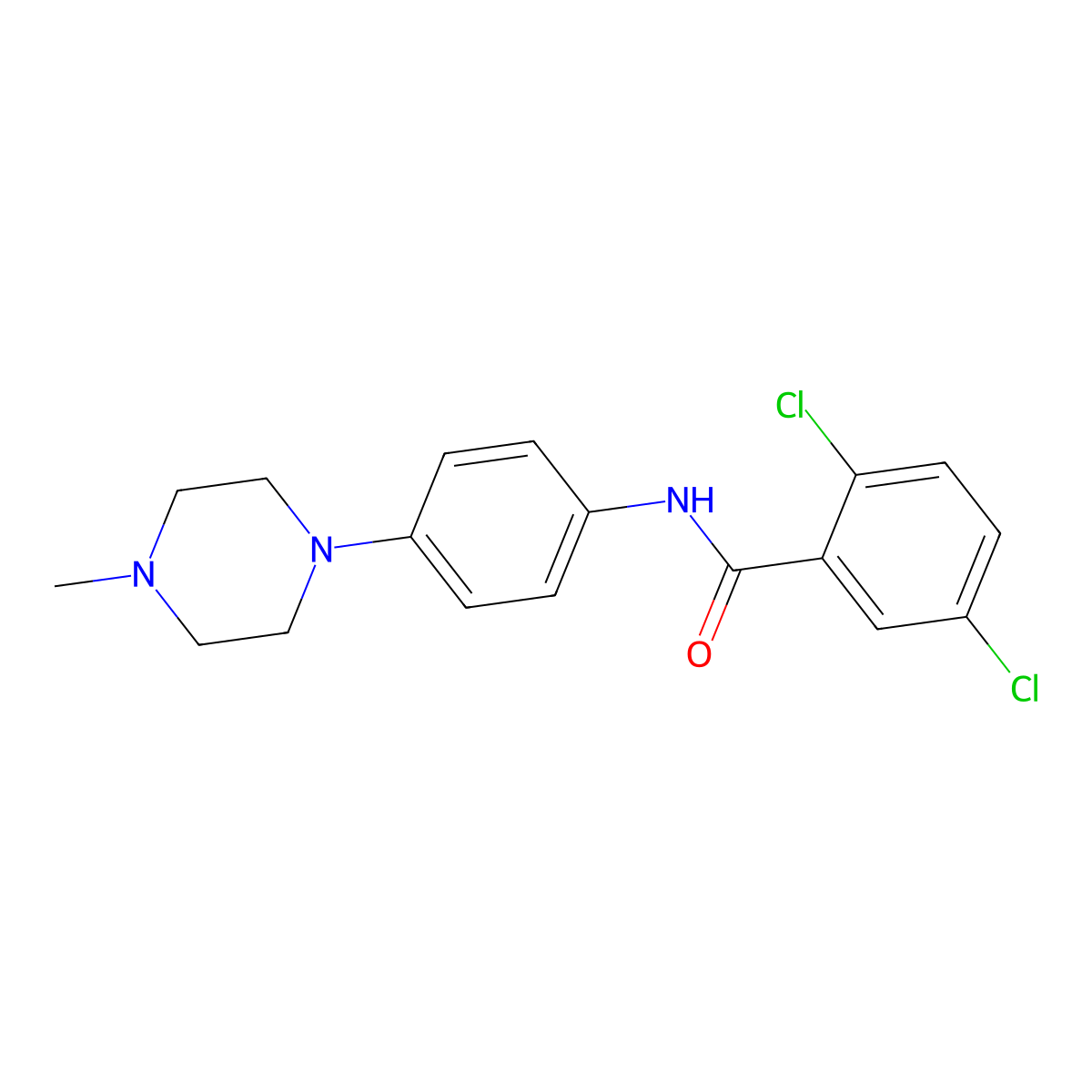 2,5-dichloro-N-[4-(4-methylpiperazin-1-yl)phenyl]benzamide molecular structure, CAS 689747-33-9