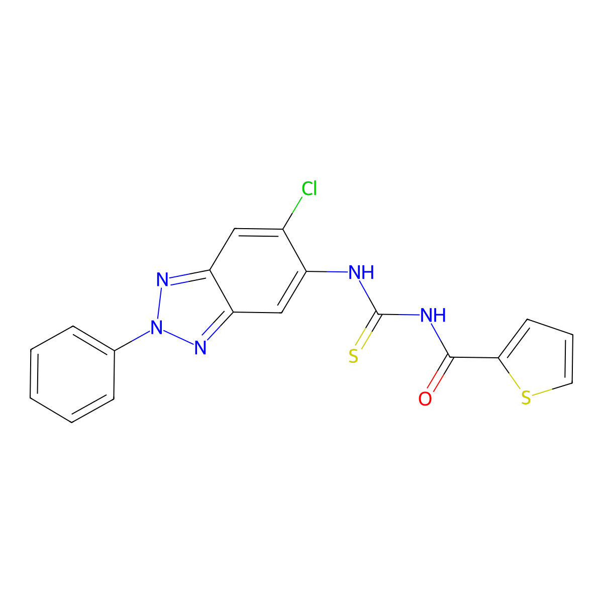 N-[(6-chloro-2-phenylbenzotriazol-5-yl)carbamothioyl]thiophene-2-carboxamide molecular structure, CAS 689747-52-2