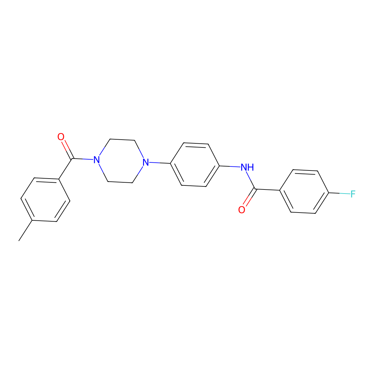 4-fluoro-N-[4-[4-(4-methylbenzoyl)piperazin-1-yl]phenyl]benzamide molecular structure, CAS 689748-80-9