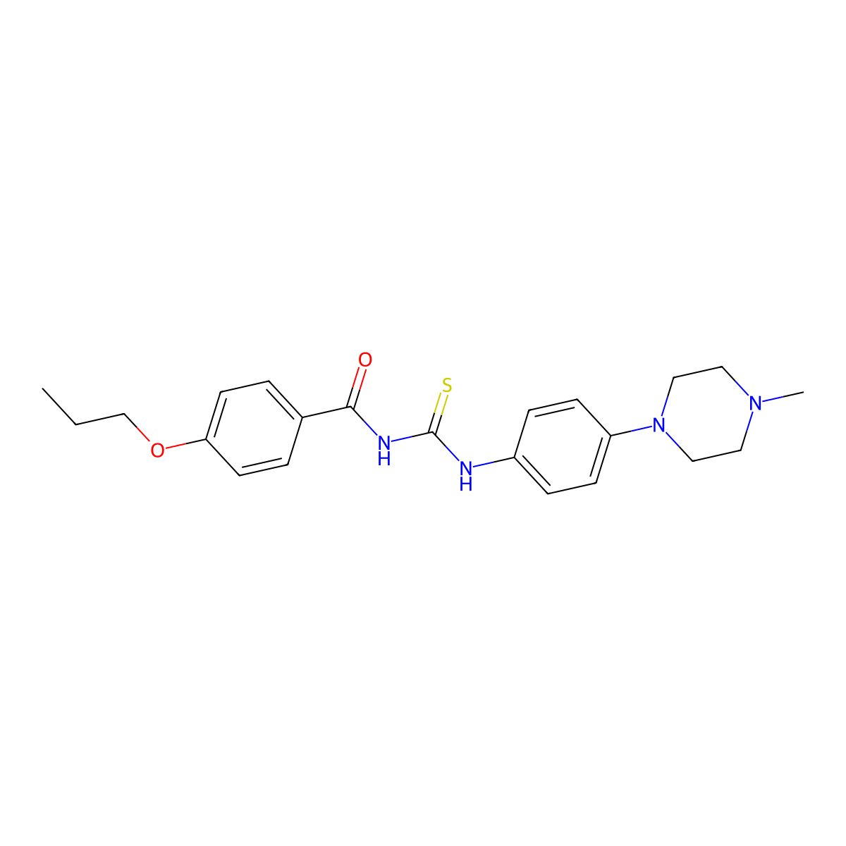 N-[[4-(4-methylpiperazin-1-yl)phenyl]carbamothioyl]-4-propoxybenzamide molecular structure, CAS 689749-10-8