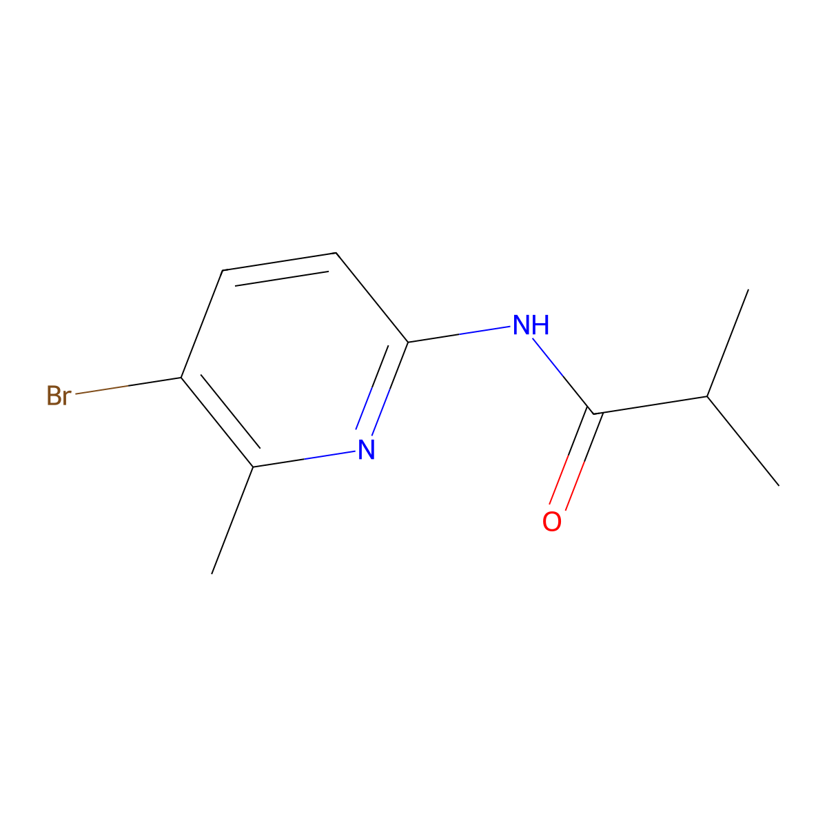 N-(5-bromo-6-methylpyridin-2-yl)-2-methylpropanamide molecular structure, CAS 689749-45-9