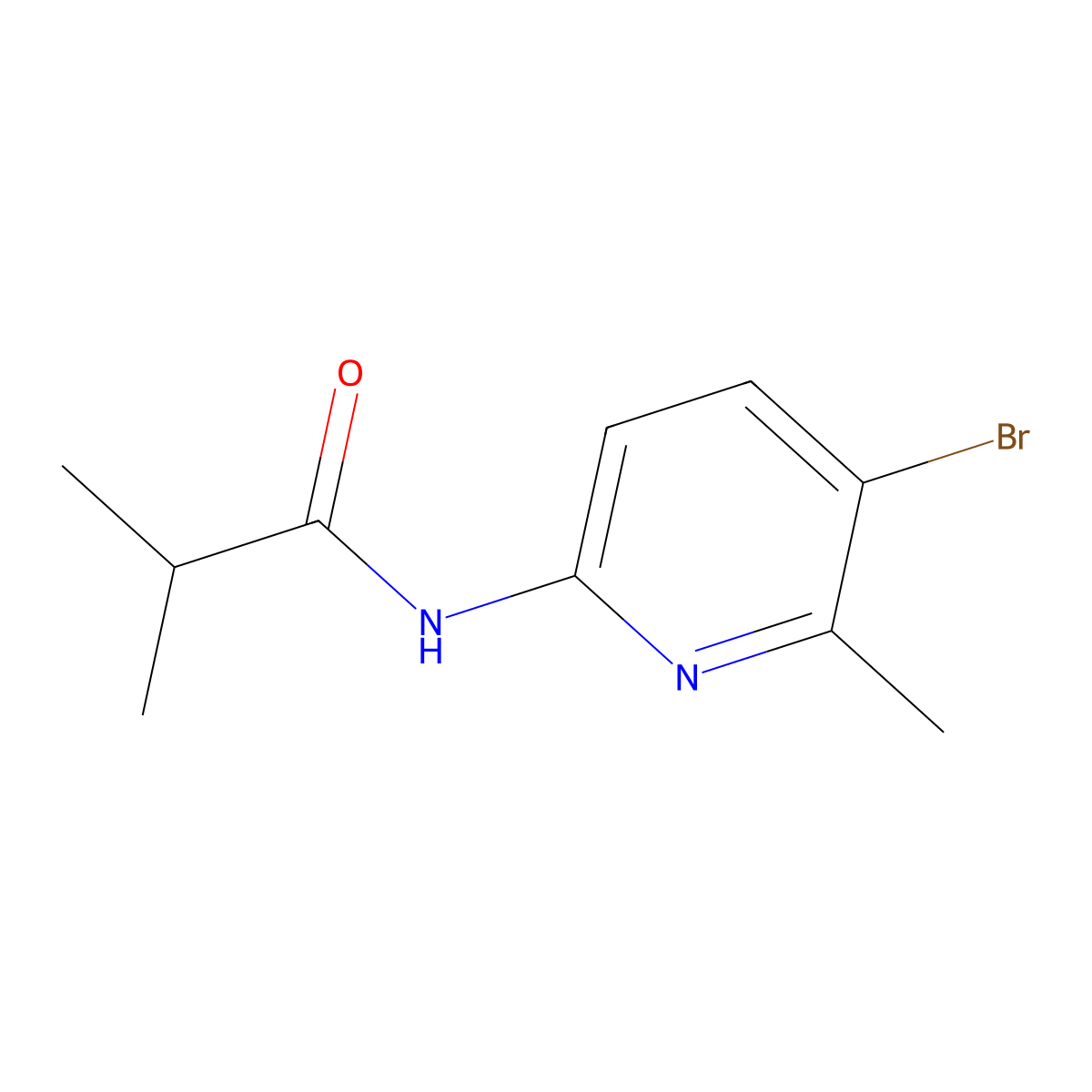 N-(5-bromo-6-methylpyridin-2-yl)-2-methylpropanamide molecular structure, CAS 689749-45-9