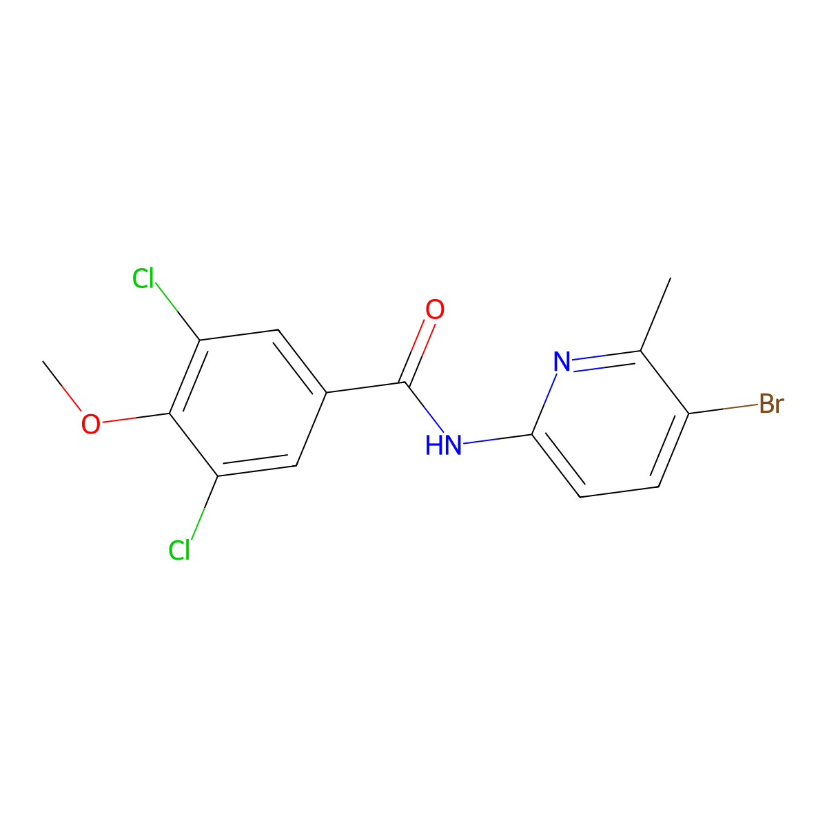N-(5-bromo-6-methylpyridin-2-yl)-3,5-dichloro-4-methoxybenzamide molecular structure, CAS 689749-59-5