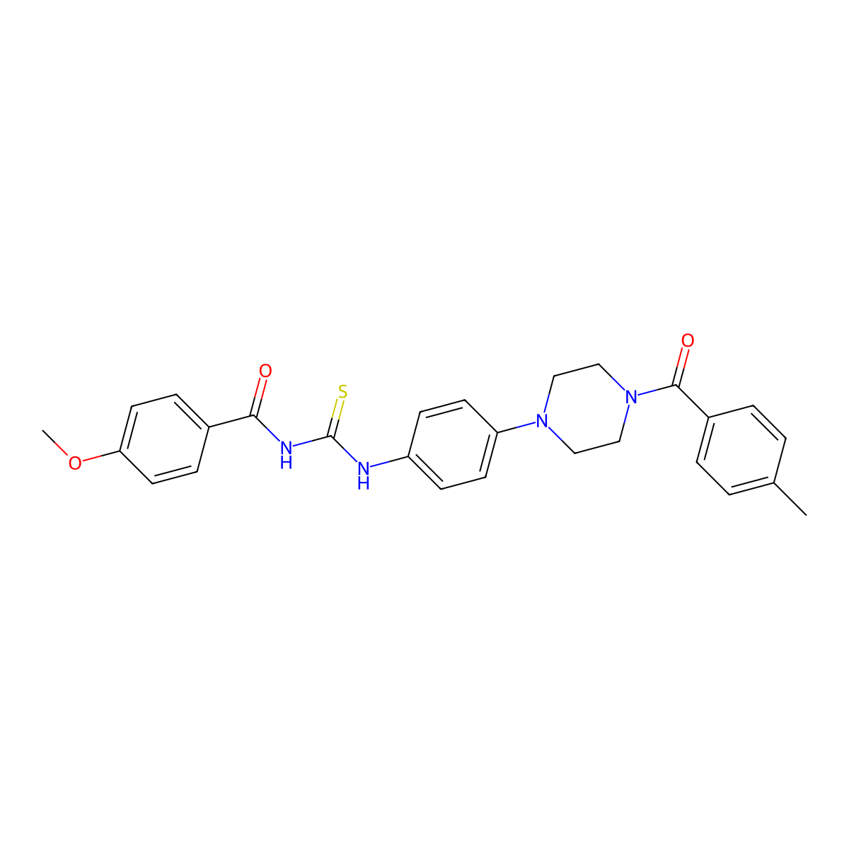 4-methoxy-N-[[4-[4-(4-methylbenzoyl)piperazin-1-yl]phenyl]carbamothioyl]benzamide molecular structure, CAS 689749-65-3
