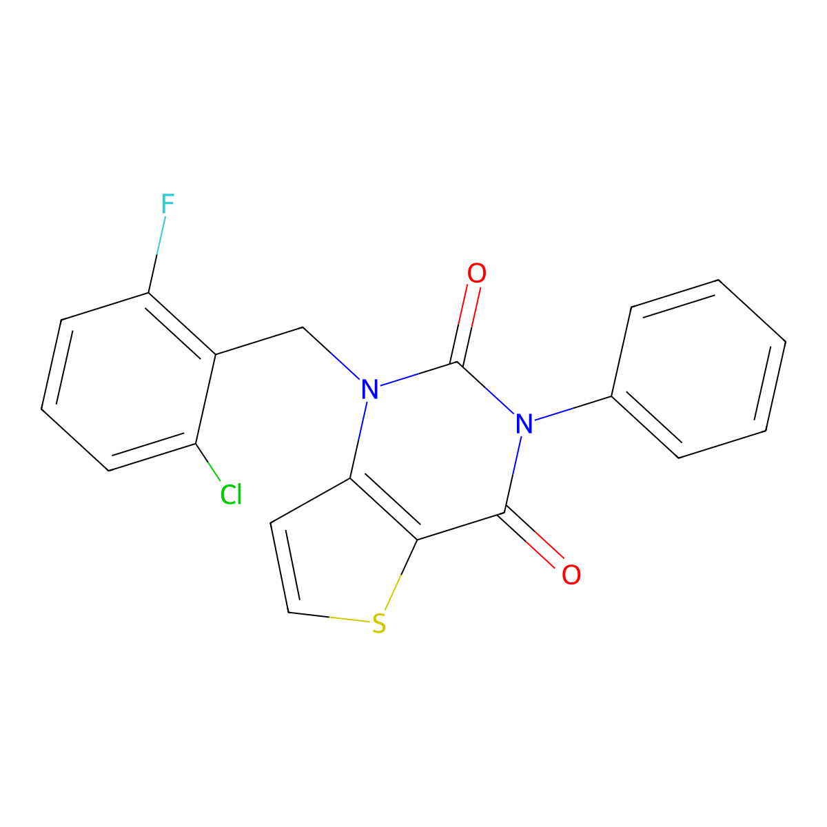1-(2-chloro-6-fluorobenzyl)-3-phenylthieno[3,2-d]pyrimidine-2,4(1H,3H)-dione molecular structure, CAS 689749-78-8