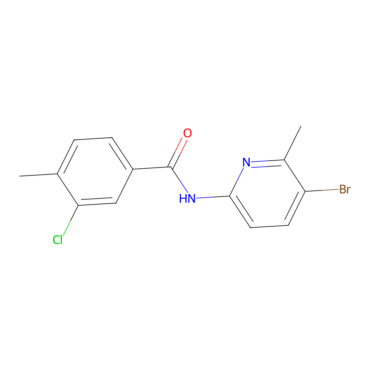 N-(5-bromo-6-methylpyridin-2-yl)-3-chloro-4-methylbenzamide molecular structure, CAS 689749-86-8