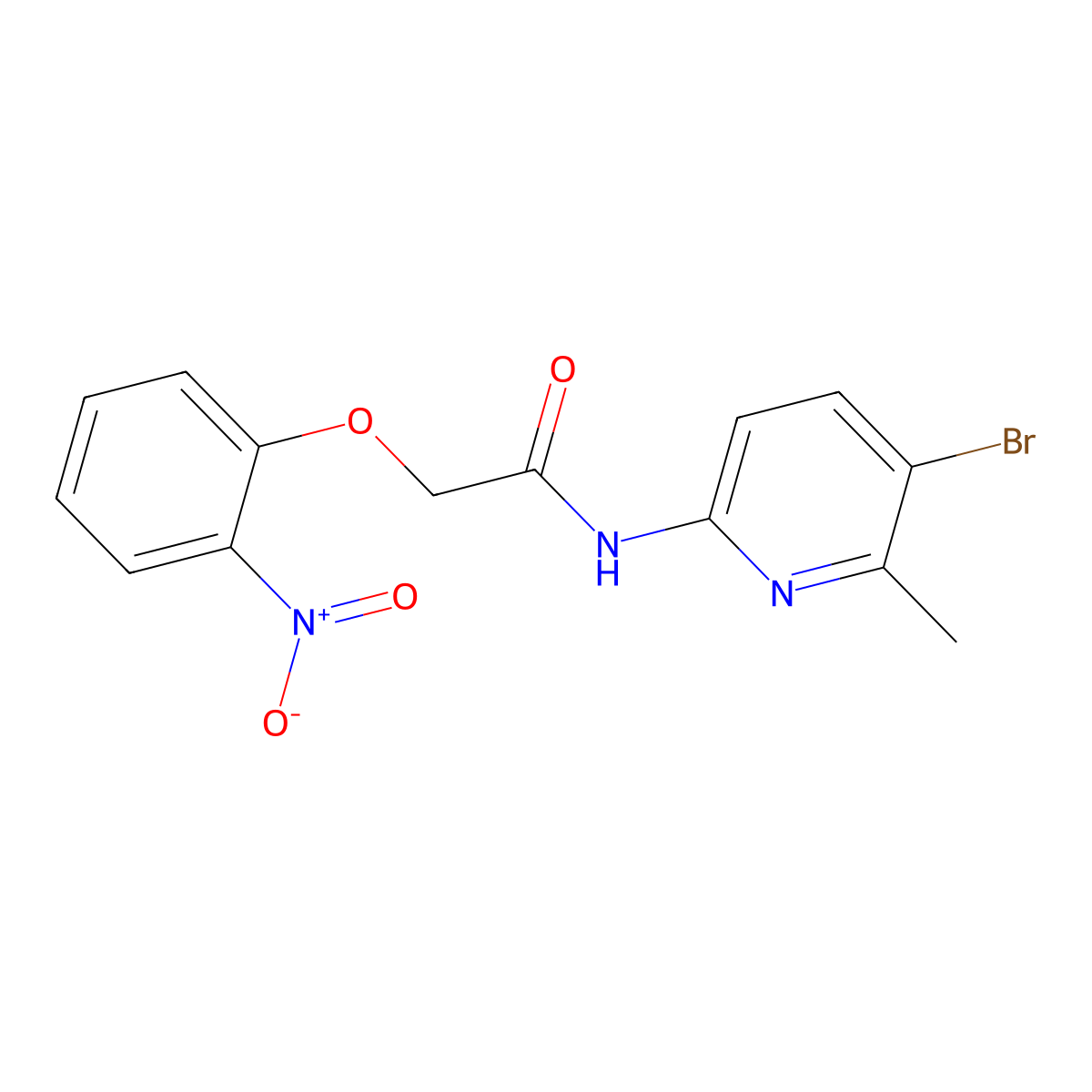 N-(5-bromo-6-methylpyridin-2-yl)-2-(2-nitrophenoxy)acetamide molecular structure, CAS 689749-97-1