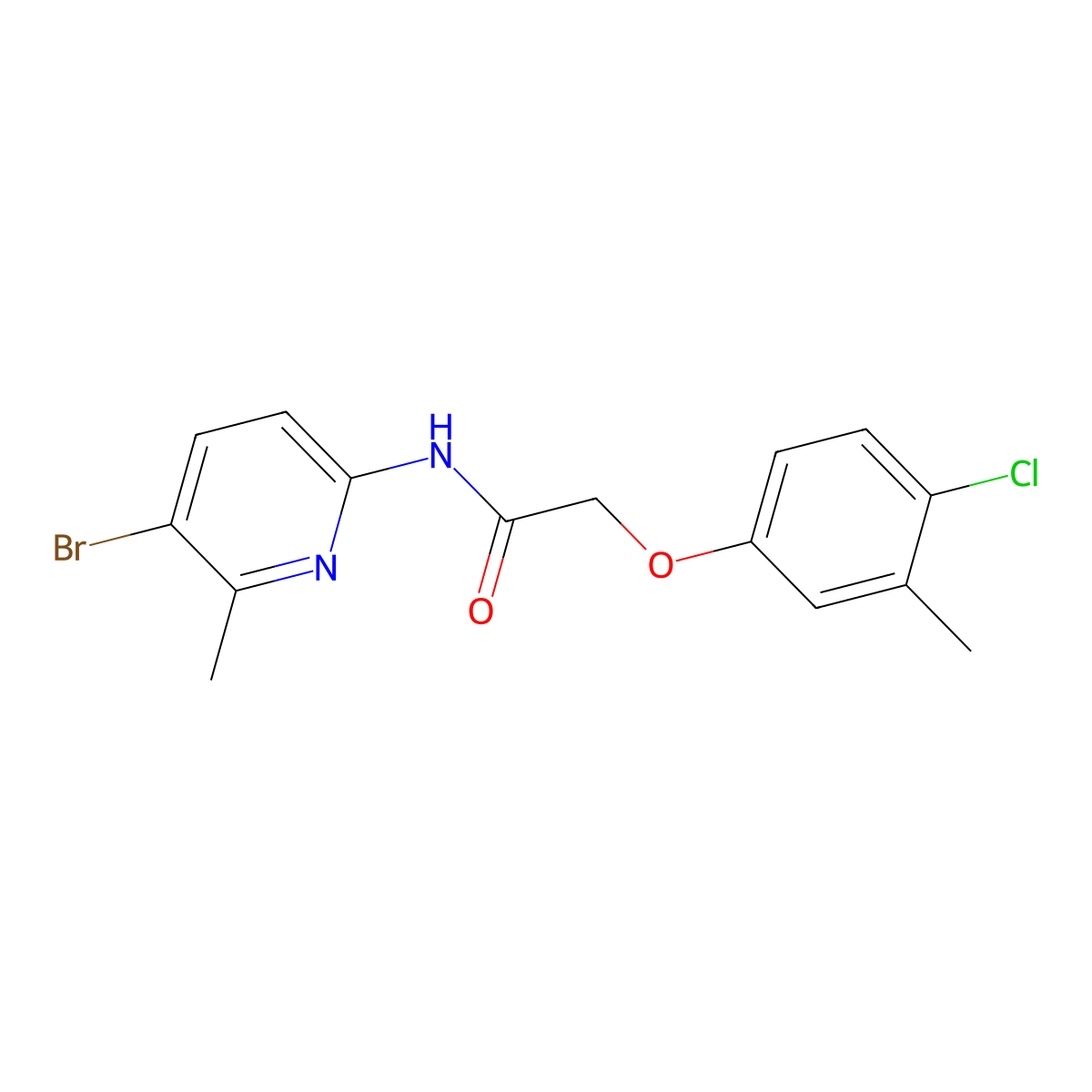 N-(5-bromo-6-methylpyridin-2-yl)-2-(4-chloro-3-methylphenoxy)acetamide molecular structure, CAS 689750-02-5