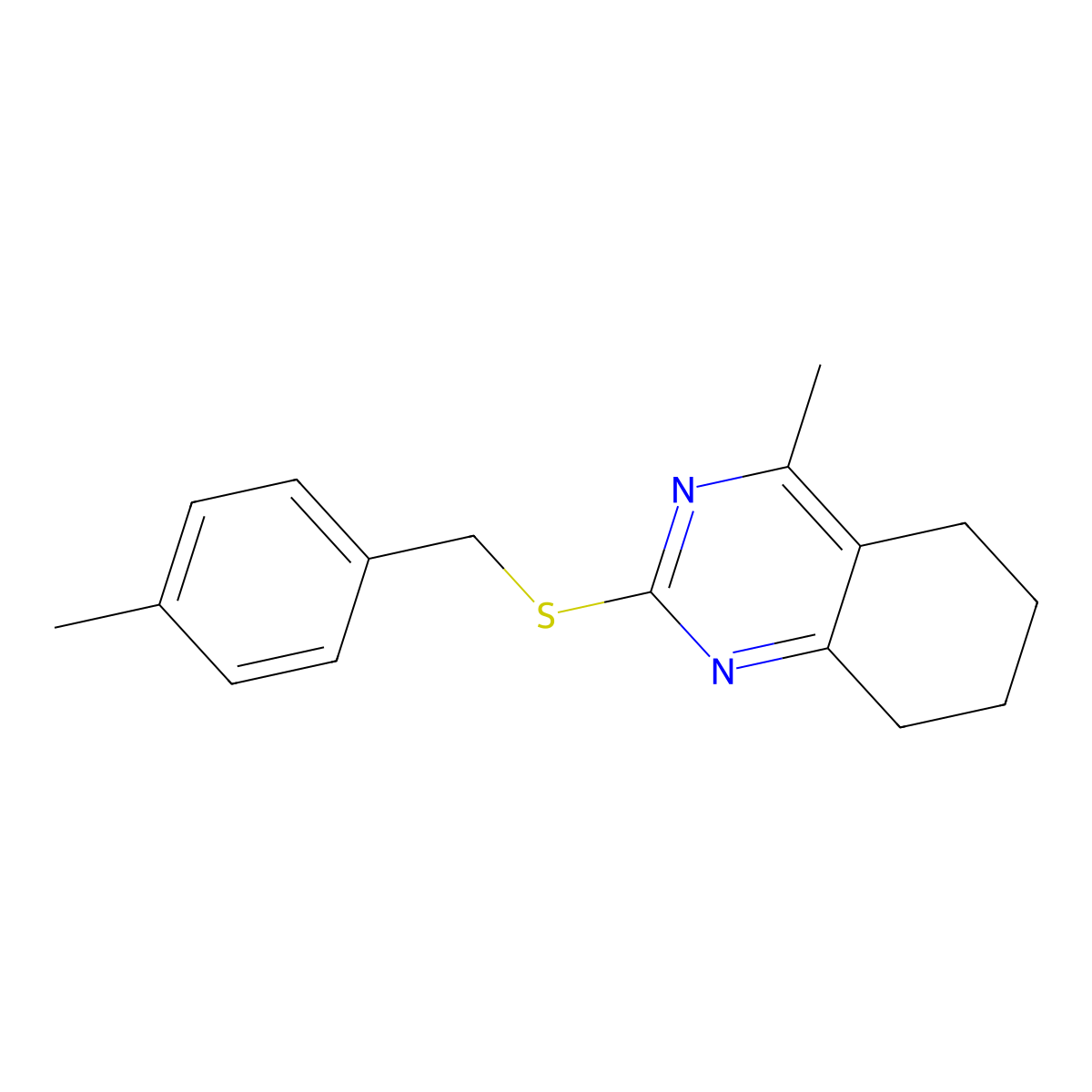4-Methyl-2-[(4-methylbenzyl)sulfanyl]-5,6,7,8-tetrahydroquinazoline molecular structure, CAS 689750-04-7
