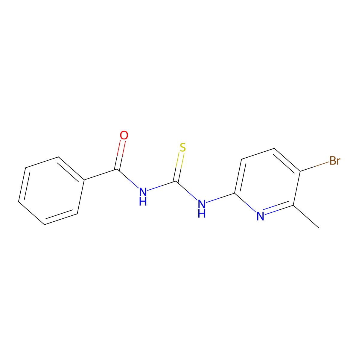 N-[(5-bromo-6-methylpyridin-2-yl)carbamothioyl]benzamide molecular structure, CAS 689750-23-0
