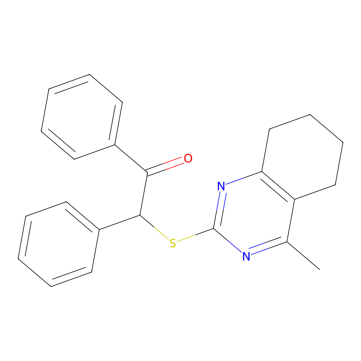 2-[(4-Methyl-5,6,7,8-tetrahydroquinazolin-2-yl)sulfanyl]-1,2-diphenylethanone molecular structure, CAS 689750-26-3