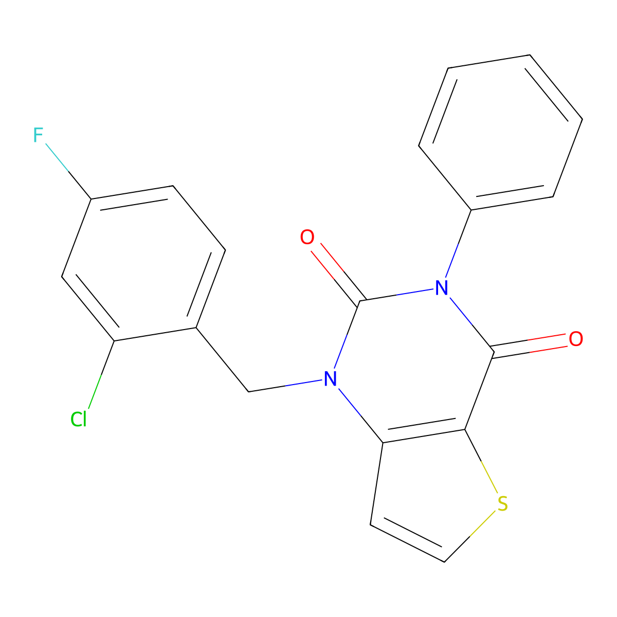 1-(2-chloro-4-fluorobenzyl)-3-phenylthieno[3,2-d]pyrimidine-2,4(1H,3H)-dione molecular structure, CAS 689750-33-2