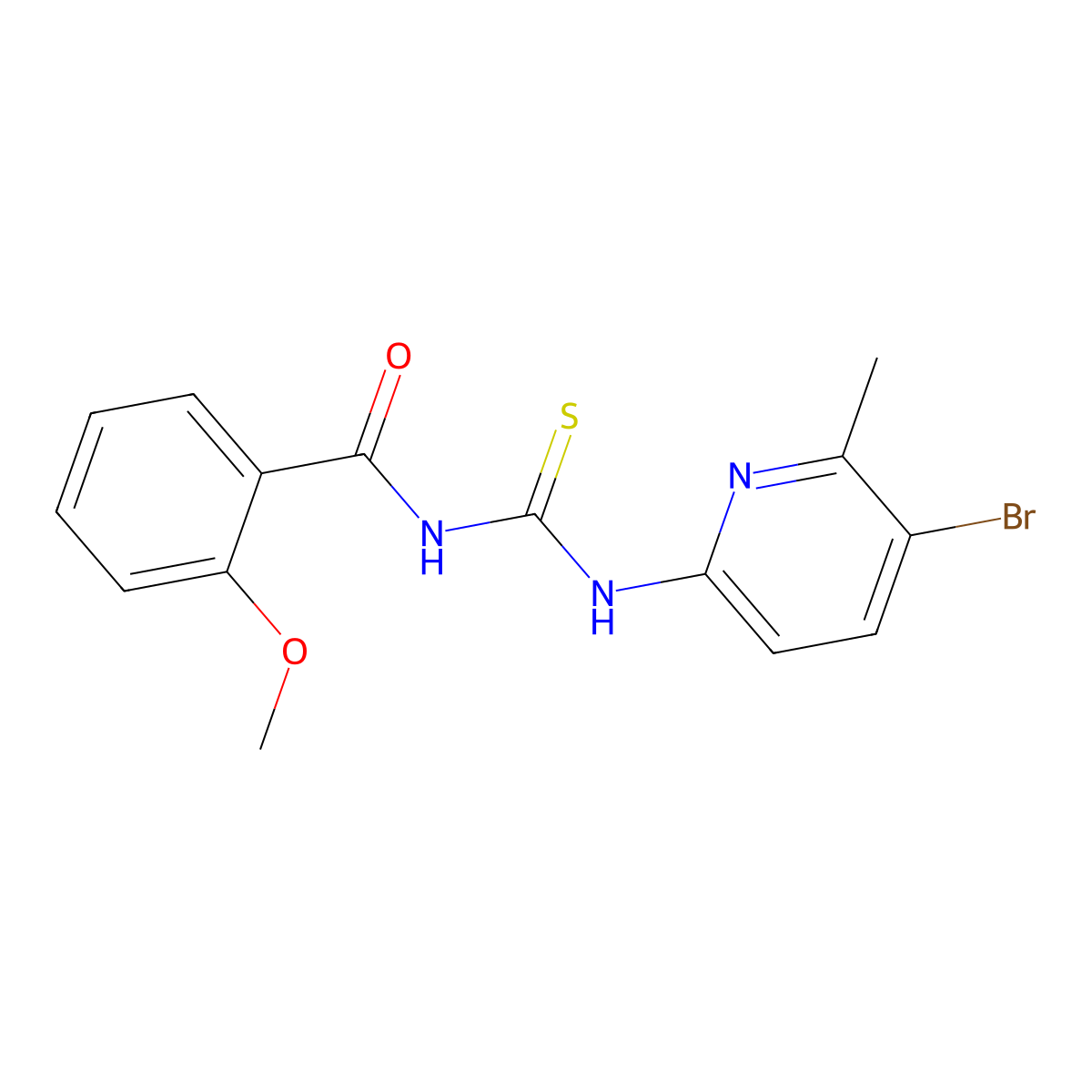 N-[(5-bromo-6-methylpyridin-2-yl)carbamothioyl]-2-methoxybenzamide molecular structure, CAS 689750-35-4