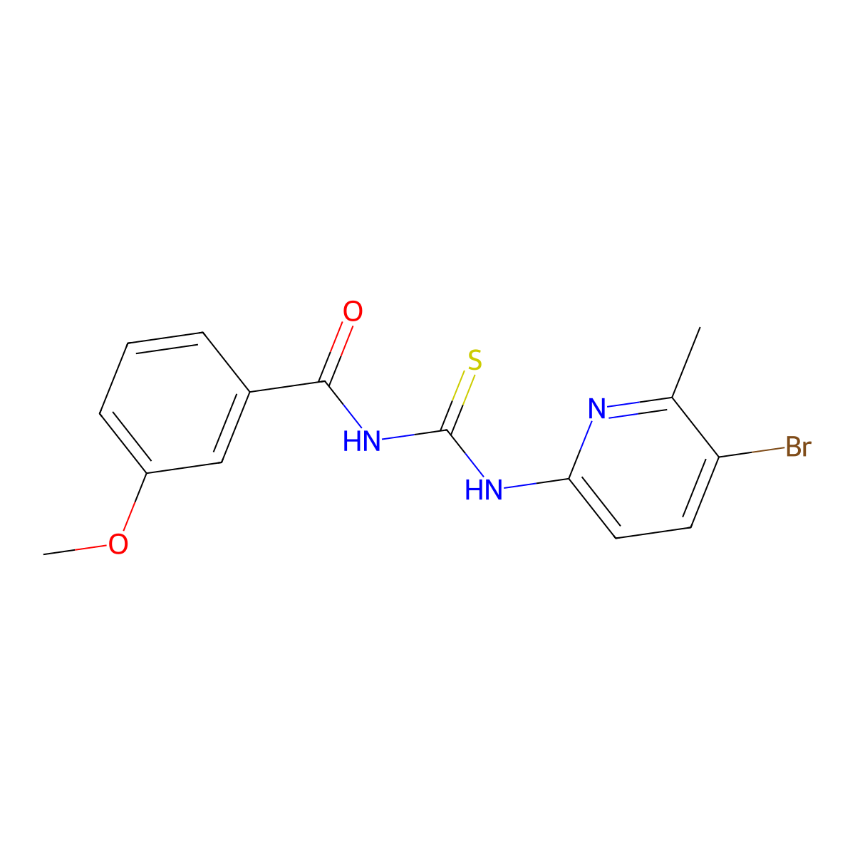 N-[(5-bromo-6-methylpyridin-2-yl)carbamothioyl]-3-methoxybenzamide molecular structure, CAS 689750-40-1