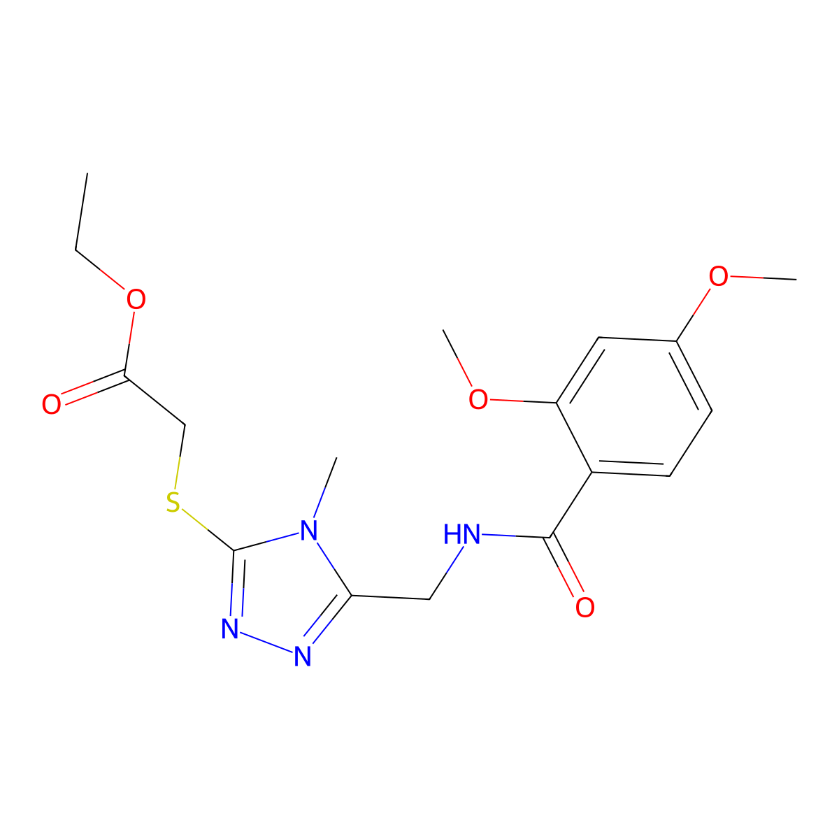 ethyl [(5-{[(2,4-dimethoxybenzoyl)amino]methyl}-4-methyl-4H-1,2,4-triazol-3-yl)thio]acetate molecular structure, CAS 689750-56-9
