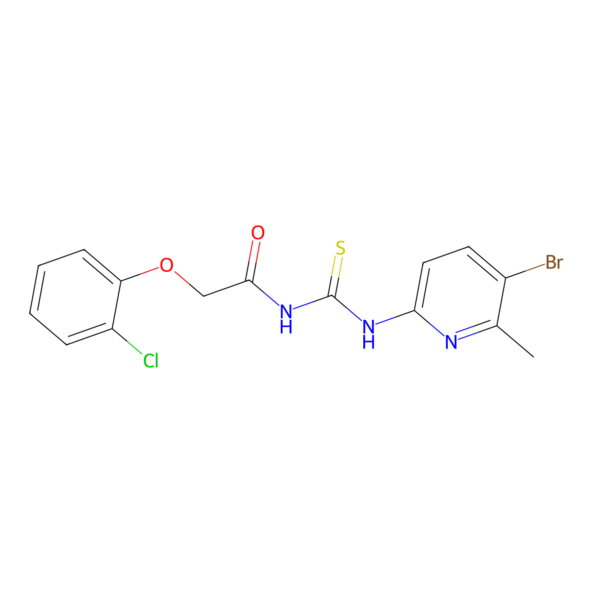 N-[(5-bromo-6-methylpyridin-2-yl)carbamothioyl]-2-(2-chlorophenoxy)acetamide molecular structure, CAS 689750-83-2