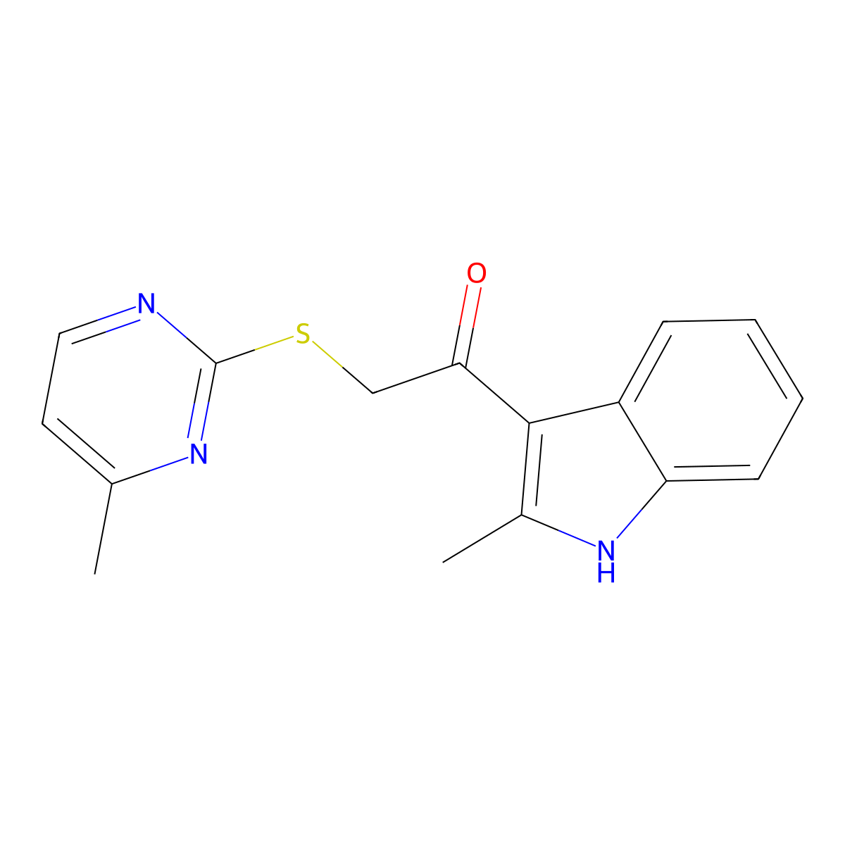 1-(2-methyl-1H-indol-3-yl)-2-[(4-methylpyrimidin-2-yl)sulfanyl]ethanone molecular structure, CAS 689751-31-3