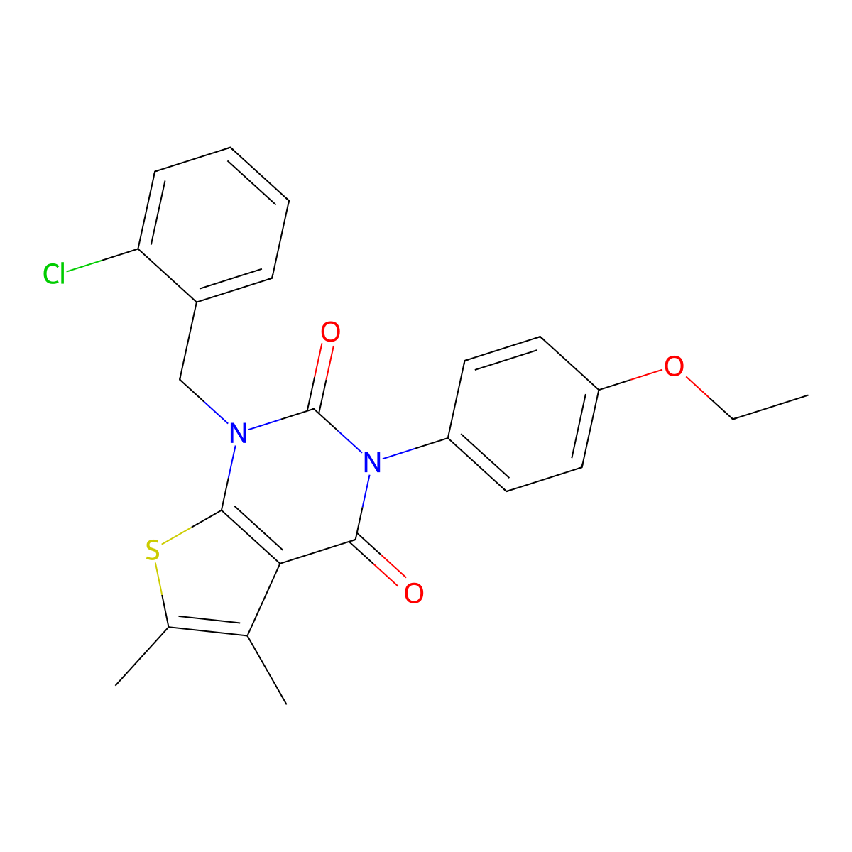 1-[(2-chlorophenyl)methyl]-3-(4-ethoxyphenyl)-5,6-dimethyl-1H,2H,3H,4H-thieno[2,3-d]pyrimidine-2,4-dione molecular structure, CAS 689752-57-6