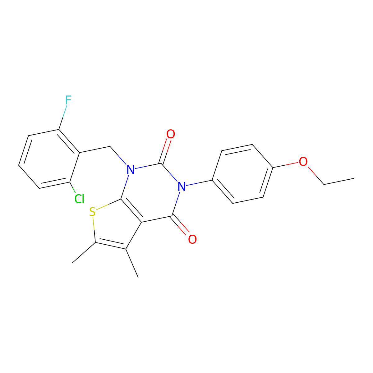 1-(2-chloro-6-fluorobenzyl)-3-(4-ethoxyphenyl)-5,6-dimethylthieno[2,3-d]pyrimidine-2,4(1H,3H)-dione molecular structure, CAS 689752-73-6