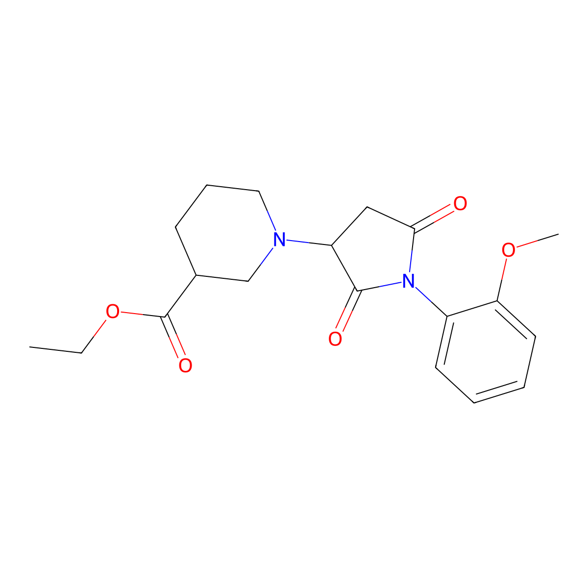 Ethyl 1-[1-(2-methoxyphenyl)-2,5-dioxopyrrolidin-3-yl]piperidine-3-carboxylate molecular structure, CAS 689752-77-0