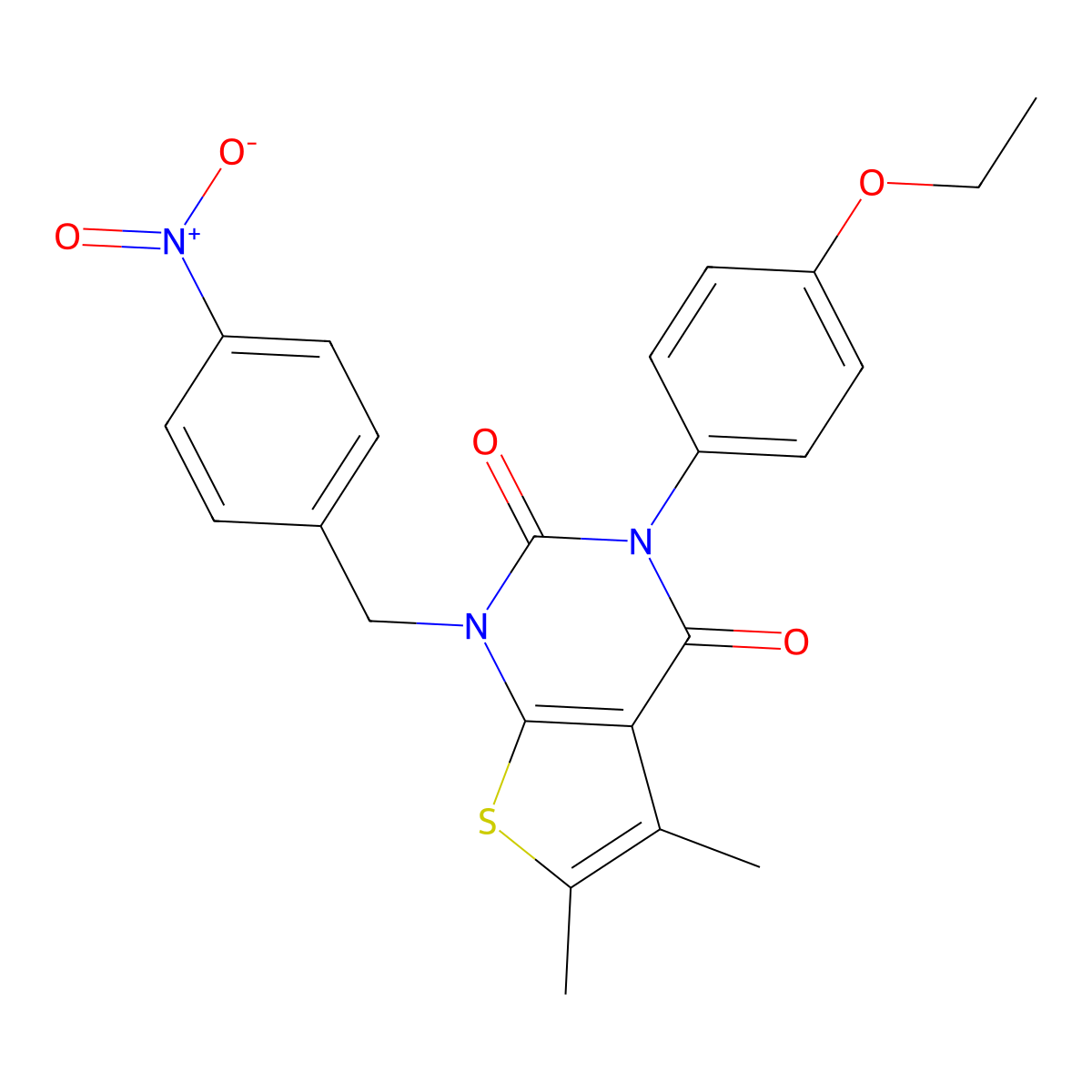 3-(4-ethoxyphenyl)-5,6-dimethyl-1-(4-nitrobenzyl)thieno[2,3-d]pyrimidine-2,4(1H,3H)-dione molecular structure, CAS 689752-89-4
