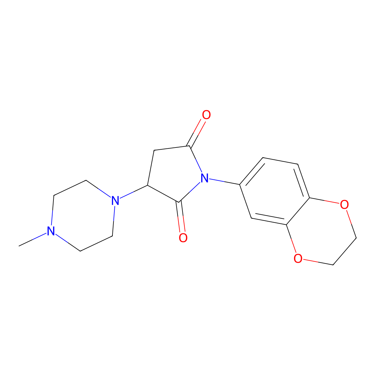 1-(2,3-Dihydro-1,4-benzodioxin-6-yl)-3-(4-methylpiperazin-1-yl)pyrrolidine-2,5-dione molecular structure, CAS 689754-22-1