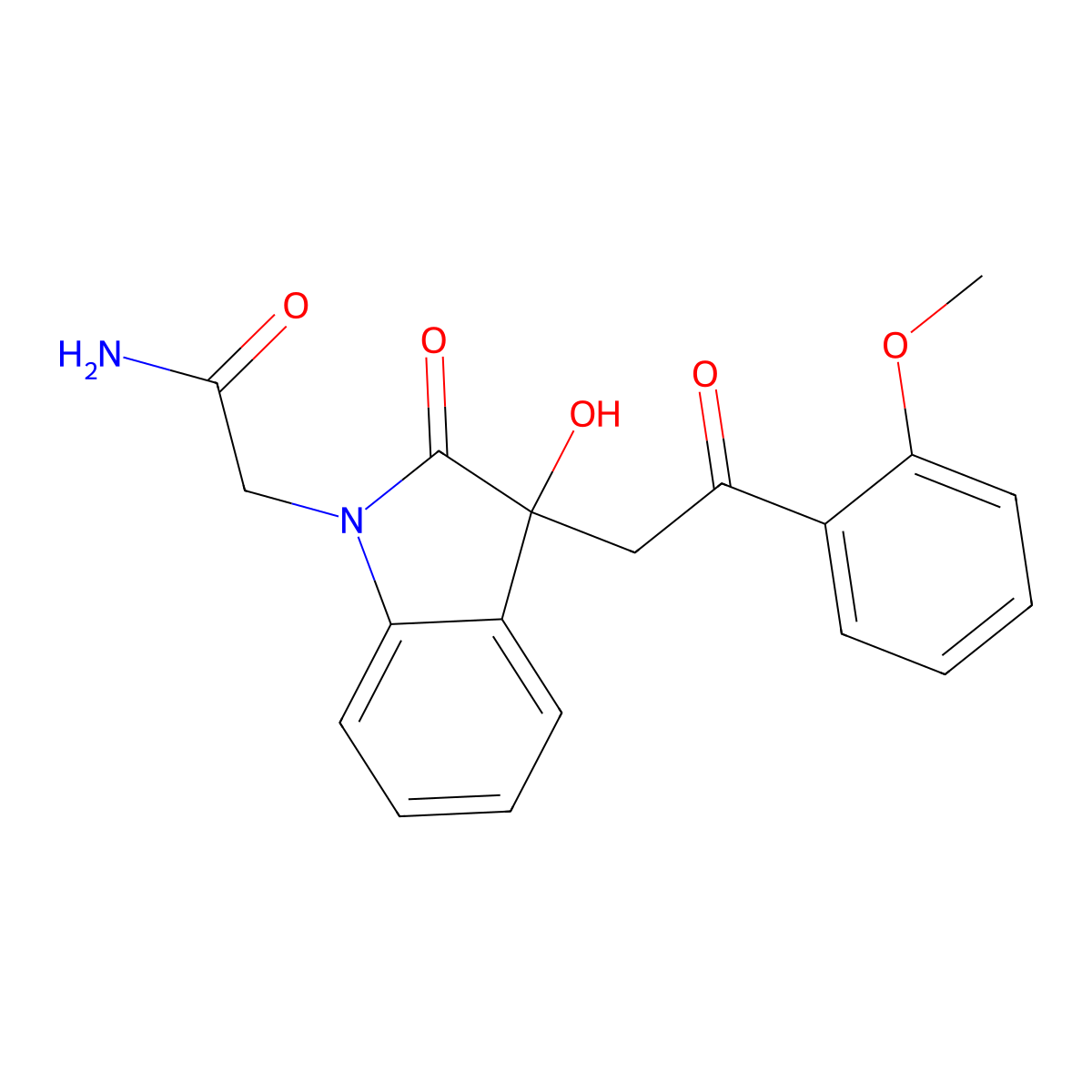 2-{3-hydroxy-3-[2-(2-methoxyphenyl)-2-oxoethyl]-2-oxo-2,3-dihydro-1H-indol-1-yl}acetamide molecular structure, CAS 689754-43-6