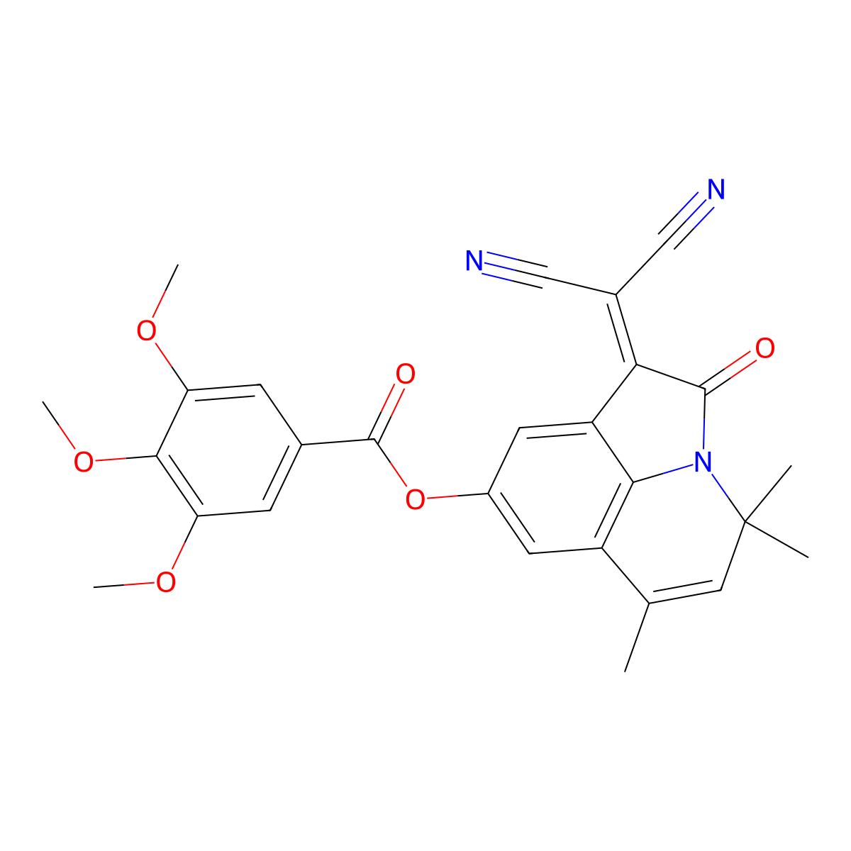1-(dicyanomethylene)-4,4,6-trimethyl-2-oxo-1,2-dihydro-4H-pyrrolo[3,2,1-ij]quinolin-8-yl 3,4,5-trimethoxybenzoate molecular structure, CAS 689754-64-1