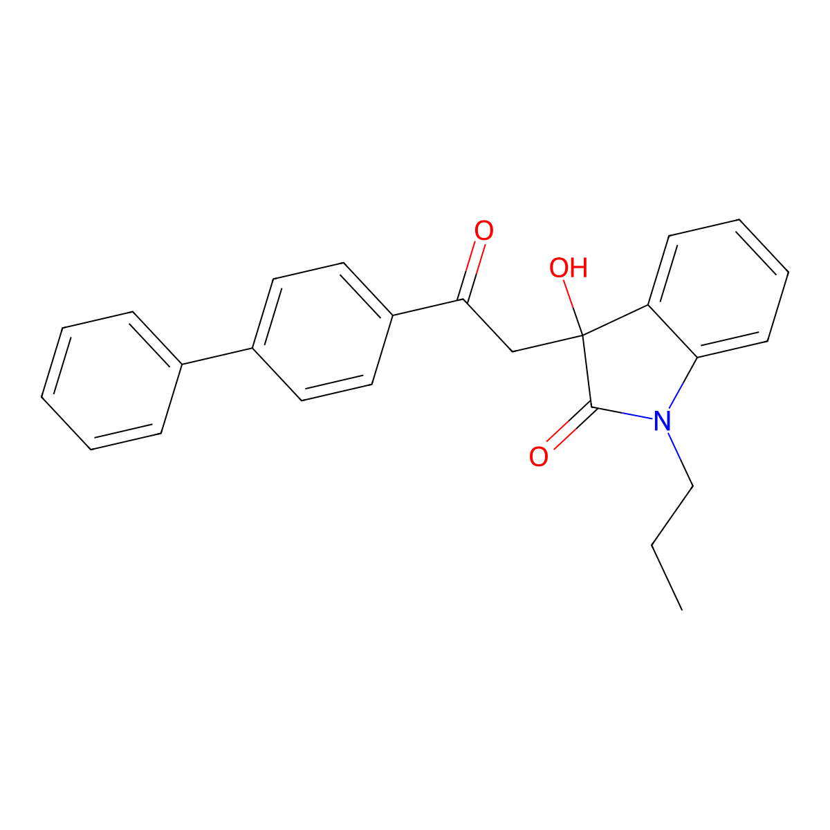 3-Hydroxy-3-[2-oxo-2-(4-phenylphenyl)ethyl]-1-propylindol-2-one molecular structure, CAS 689754-97-0