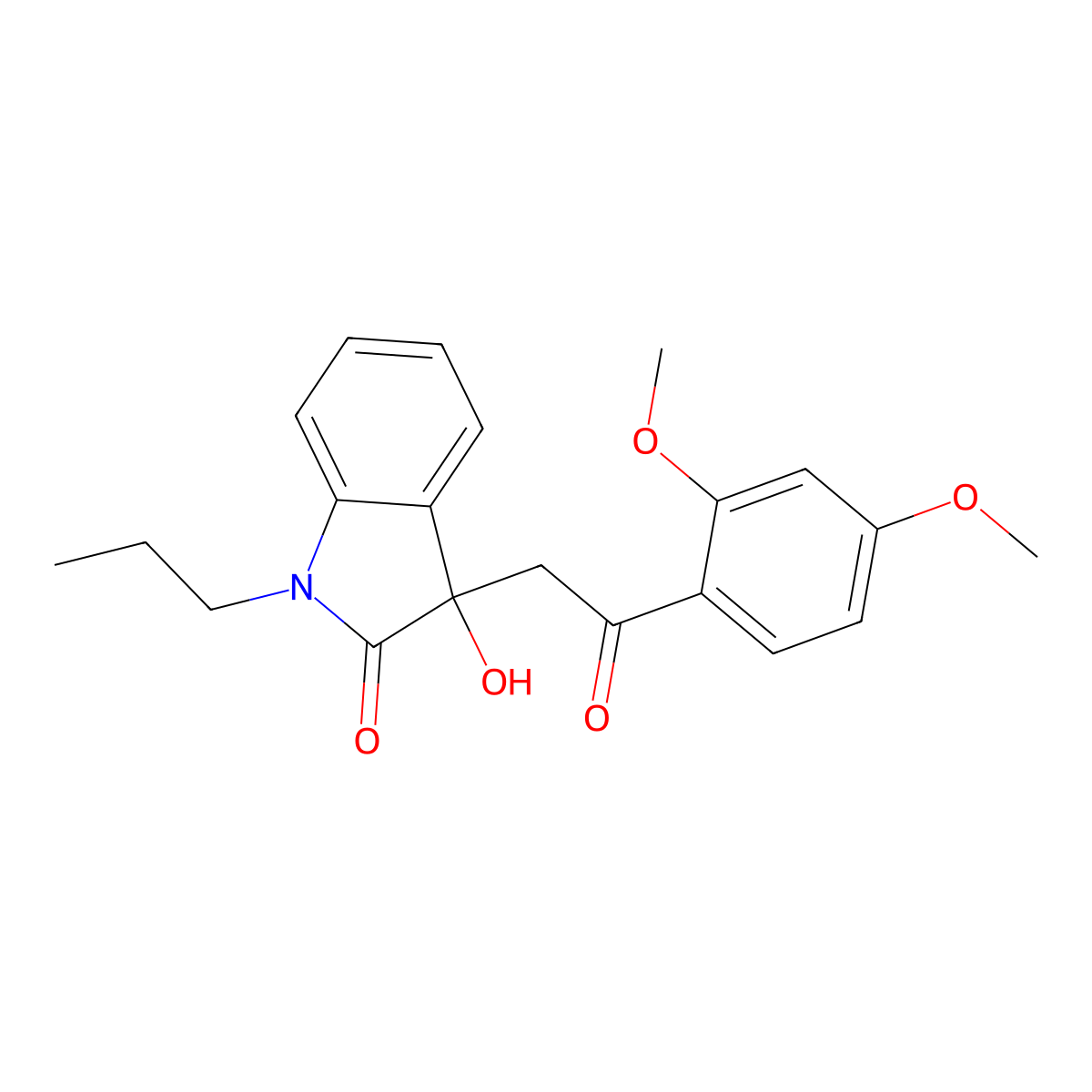 3-[2-(2,4-dimethoxyphenyl)-2-oxoethyl]-3-hydroxy-1-propyl-1,3-dihydro-2H-indol-2-one molecular structure, CAS 689755-18-8
