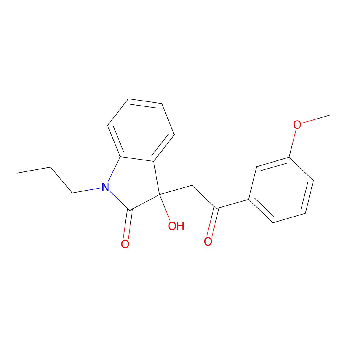3-hydroxy-3-[2-(3-methoxyphenyl)-2-oxoethyl]-1-propyl-1,3-dihydro-2H-indol-2-one molecular structure, CAS 689755-52-0
