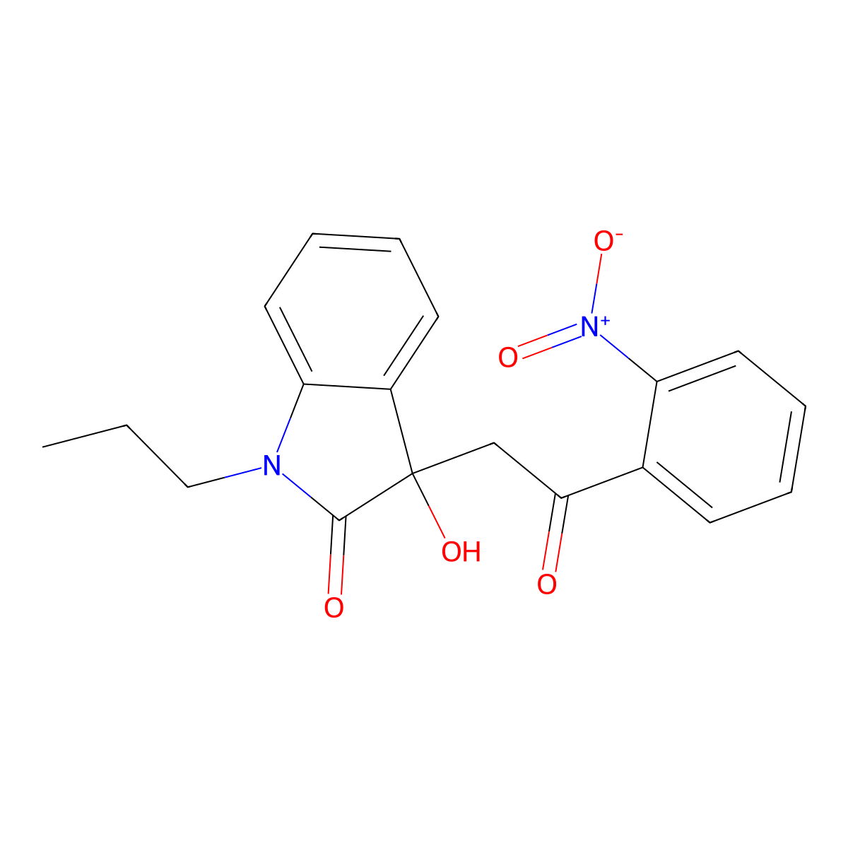 3-Hydroxy-3-[2-(2-nitrophenyl)-2-oxoethyl]-1-propylindol-2-one molecular structure, CAS 689755-72-4