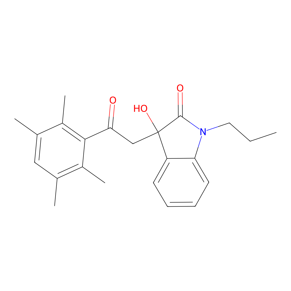 3-hydroxy-3-[2-oxo-2-(2,3,5,6-tetramethylphenyl)ethyl]-1-propyl-1,3-dihydro-2H-indol-2-one molecular structure, CAS 689755-78-0