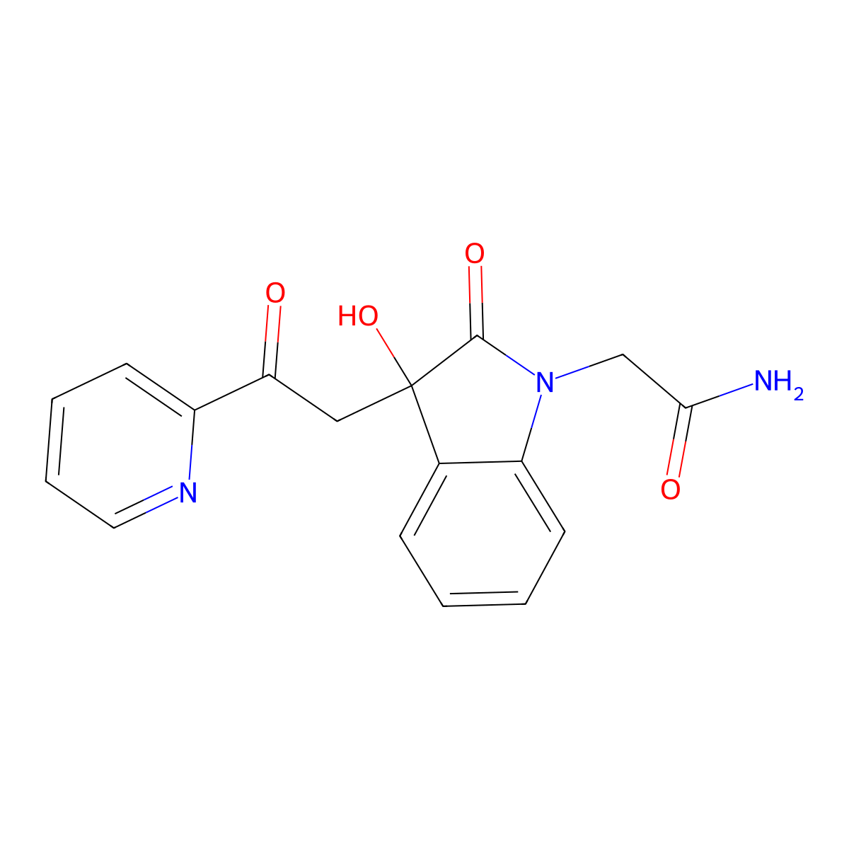 2-[3-Hydroxy-2-oxo-3-(2-oxo-2-pyridin-2-ylethyl)indol-1-yl]acetamide molecular structure, CAS 689755-93-9